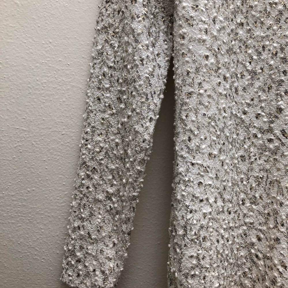 Jennifer Lopez Sequin long Sleeve Sheath Mini Dress Women's Size L White/Gold - Picture 12 of 14